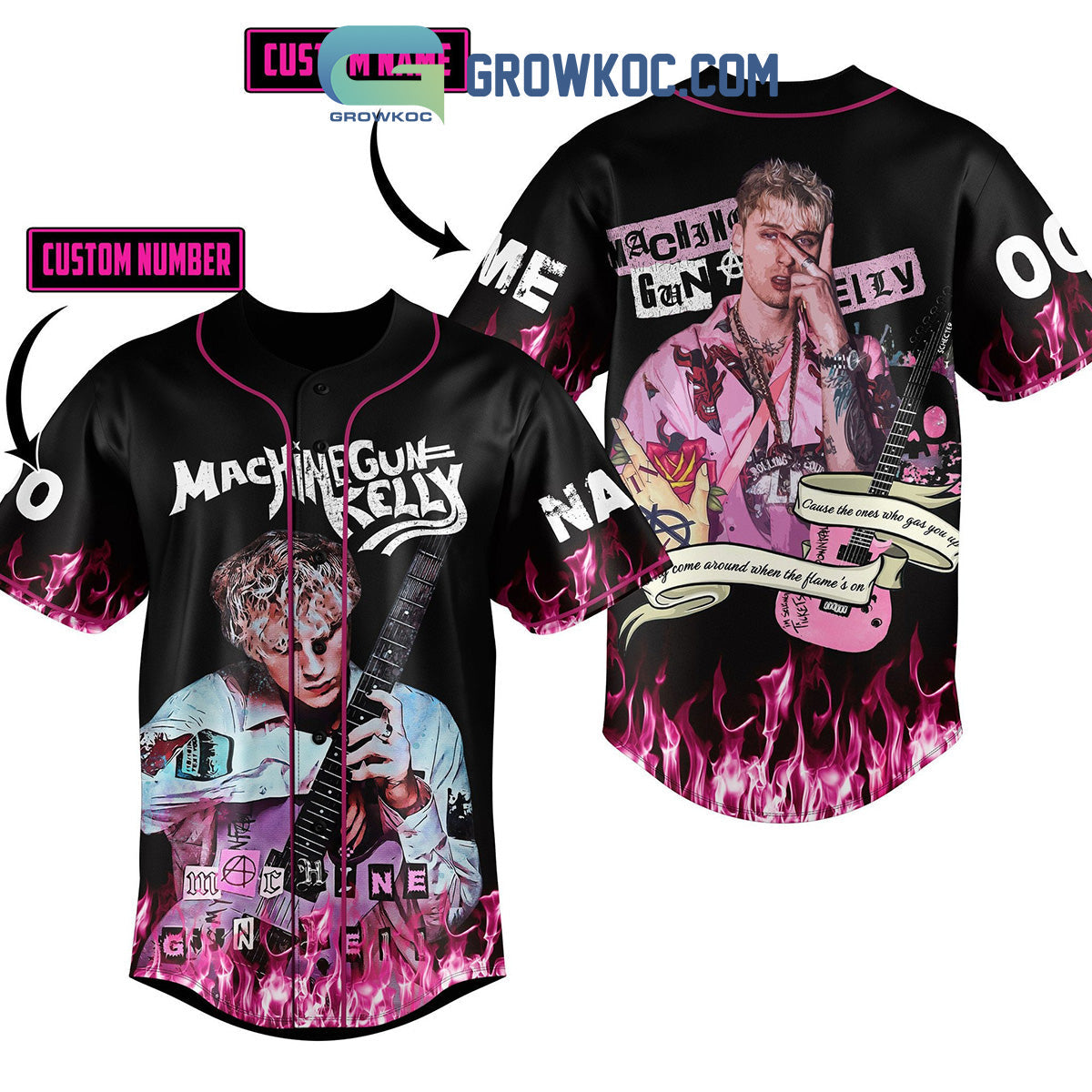 Machine Gun Kelly Cause The Ones Who Gas You Up Personalized Baseball Jersey Unisex T-shirt, Sweatshirt, Hoodie, Long Sleeve Tee - T-Shirt, Sweatshirt, Hoodie