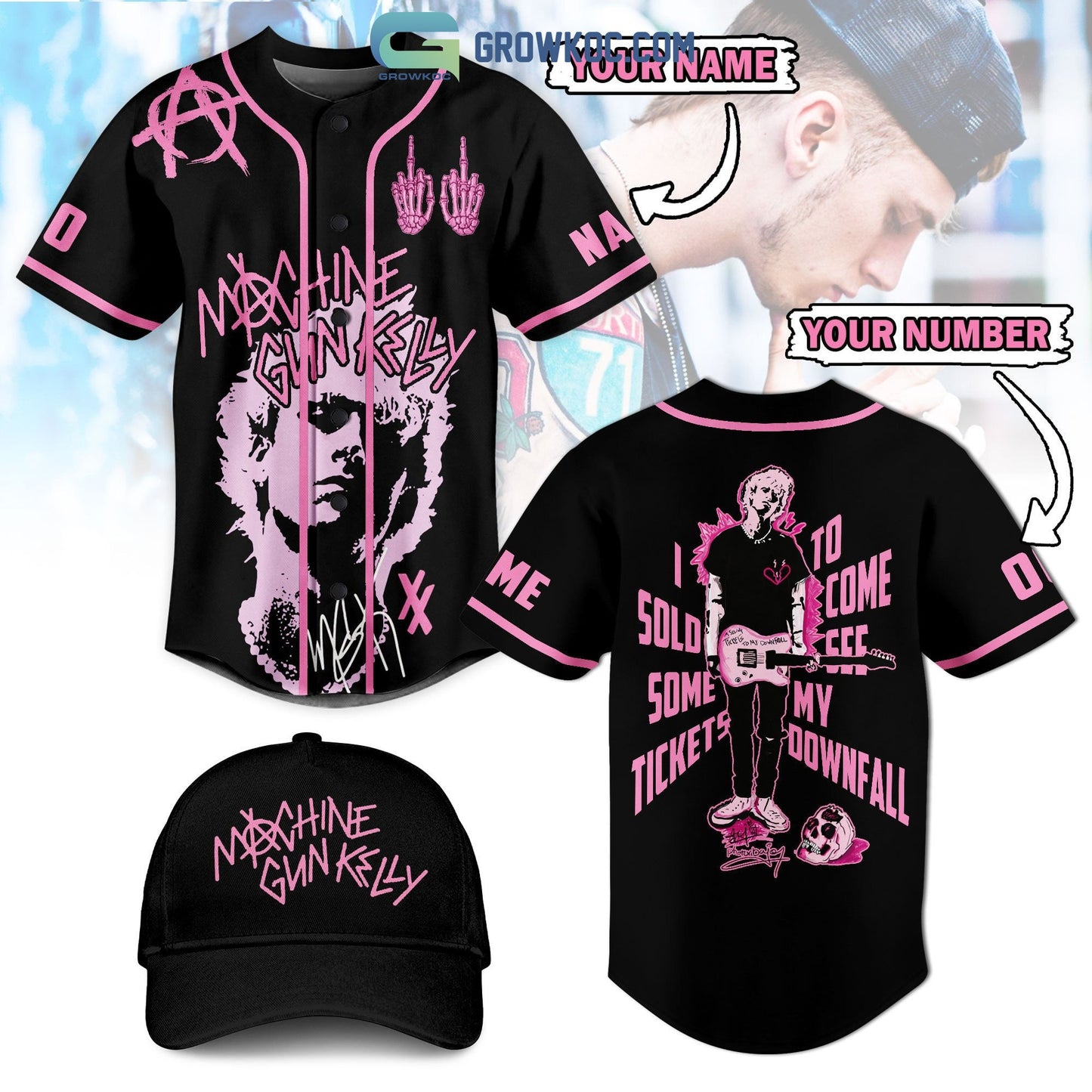 Machine Gun Kelly I Sold Some Tickets To Come See My Downfall Personalized Baseball Jersey - T-Shirt, Sweatshirt, Hoodie