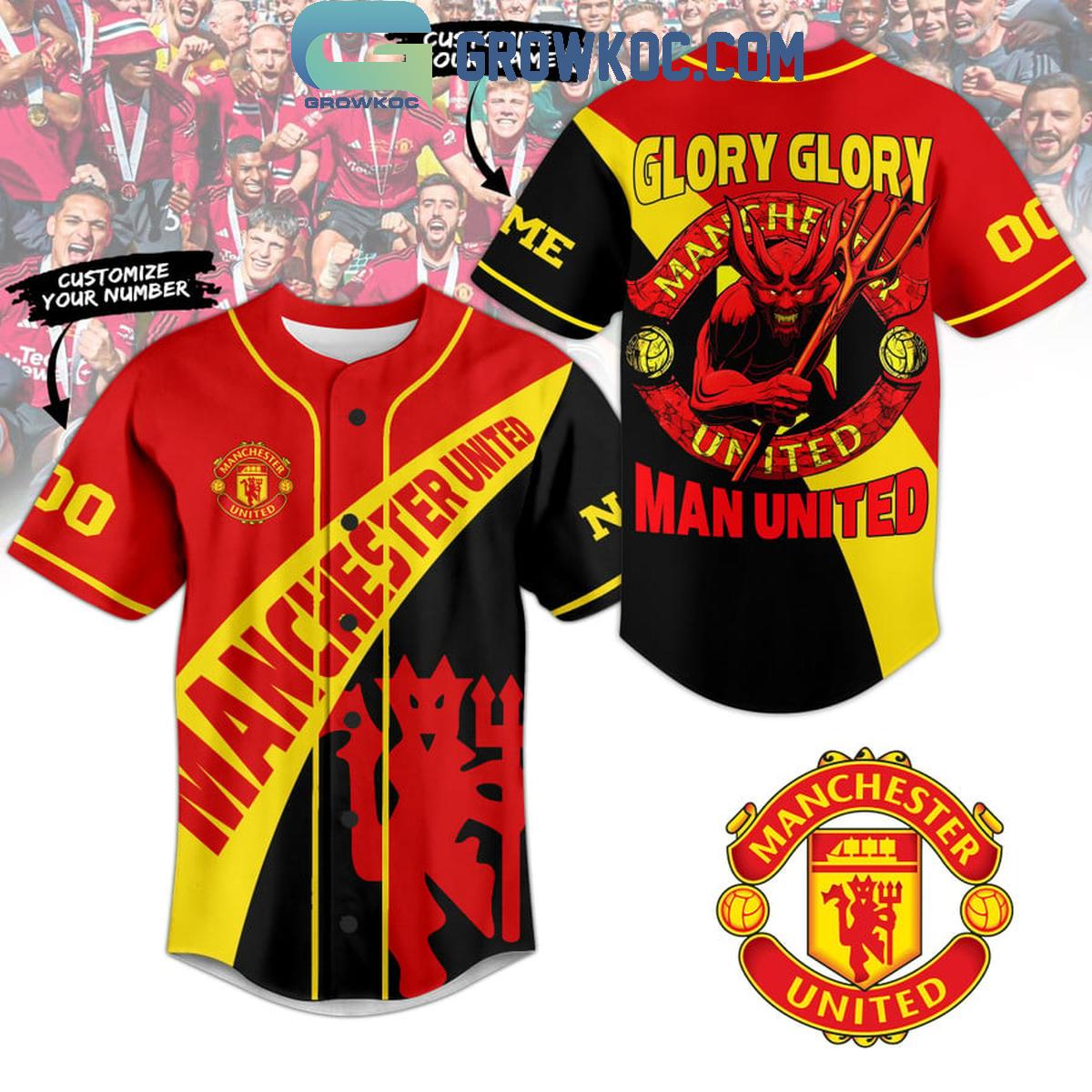 Manchester United Red Devils Glory Glory Personalized Baseball Jersey Unisex T-shirt, Sweatshirt, Hoodie, Long Sleeve Tee - T-Shirt, Sweatshirt, Hoodie