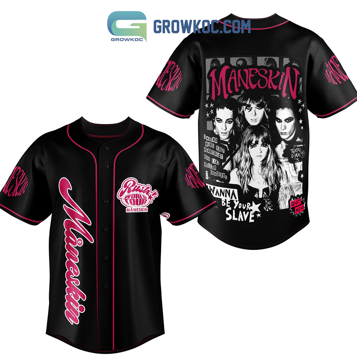 Maneskin Rush World Tour Baseball Jersey Unisex T-shirt, Sweatshirt, Hoodie, Long Sleeve Tee - T-Shirt, Sweatshirt, Hoodie