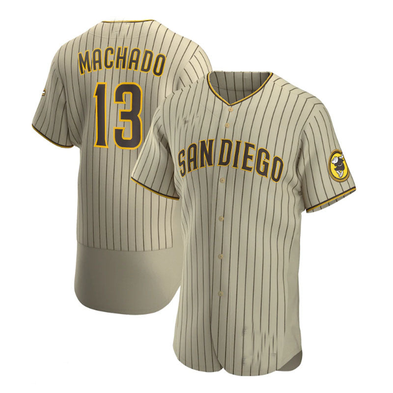 San Diego Padres #13 Manny Machado Alternate Authentic Player Jersey - Tan Brown Baseball Jerseys baseball jersey product view 1