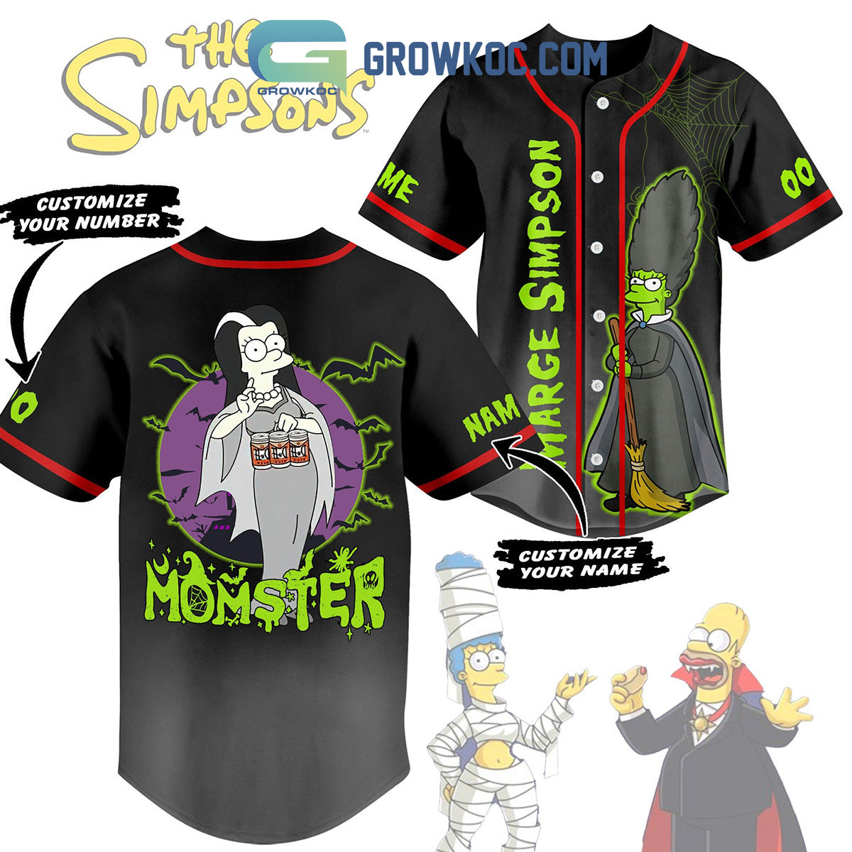 Marge Simpson Momster The Simpsons Personalized Baseball Jersey Unisex T-shirt, Sweatshirt, Hoodie, Long Sleeve Tee - T-Shirt, Sweatshirt, Hoodie