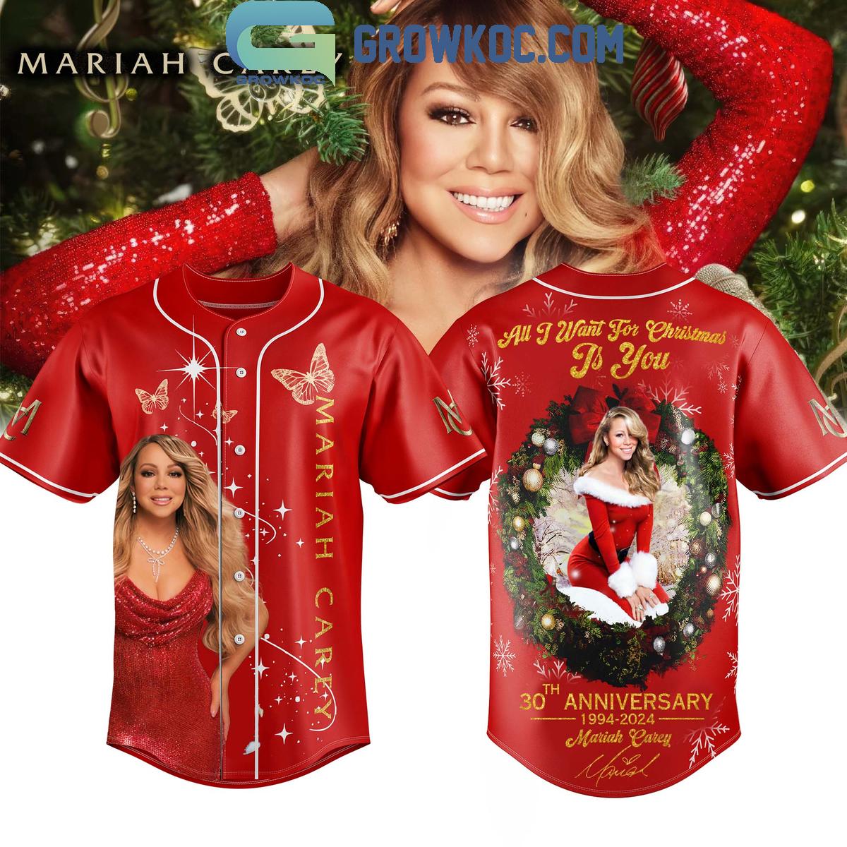 Mariah Carey All I Want For Christmas Is You 30th Anniversary Baseball Jersey Unisex T-shirt, Sweatshirt, Hoodie, Long Sleeve Tee - T-Shirt, Sweatshirt, Hoodie