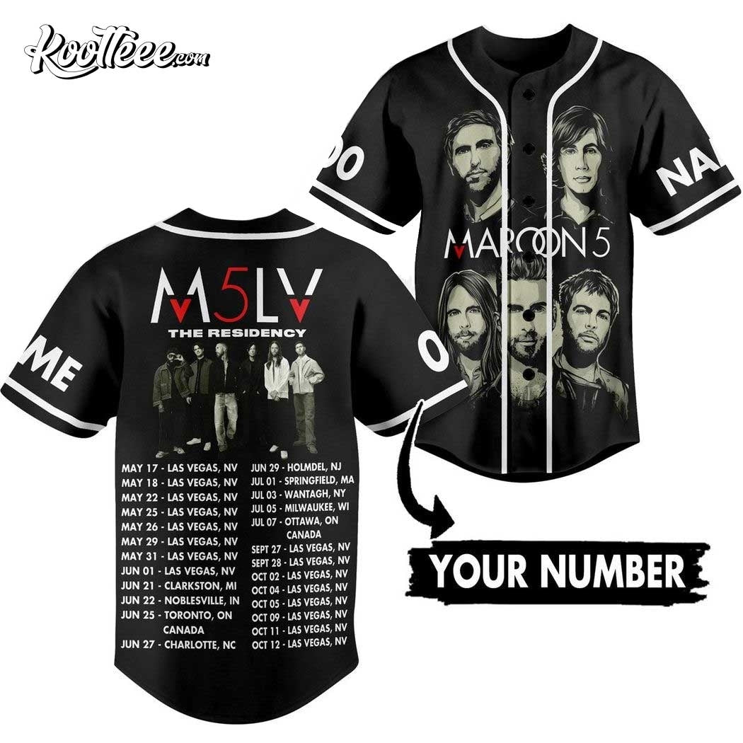 Maroon 5 M5LV The Residency Custom Baseball Jersey Unisex T-shirt, Sweatshirt, Hoodie, Long Sleeve Tee - T-Shirt, Sweatshirt, Hoodie