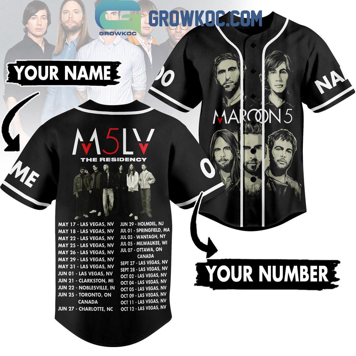 Maroon 5 M5LV The Residency Tour 2024 Personalized Baseball Jersey Unisex T-shirt, Sweatshirt, Hoodie, Long Sleeve Tee - T-Shirt, Sweatshirt, Hoodie