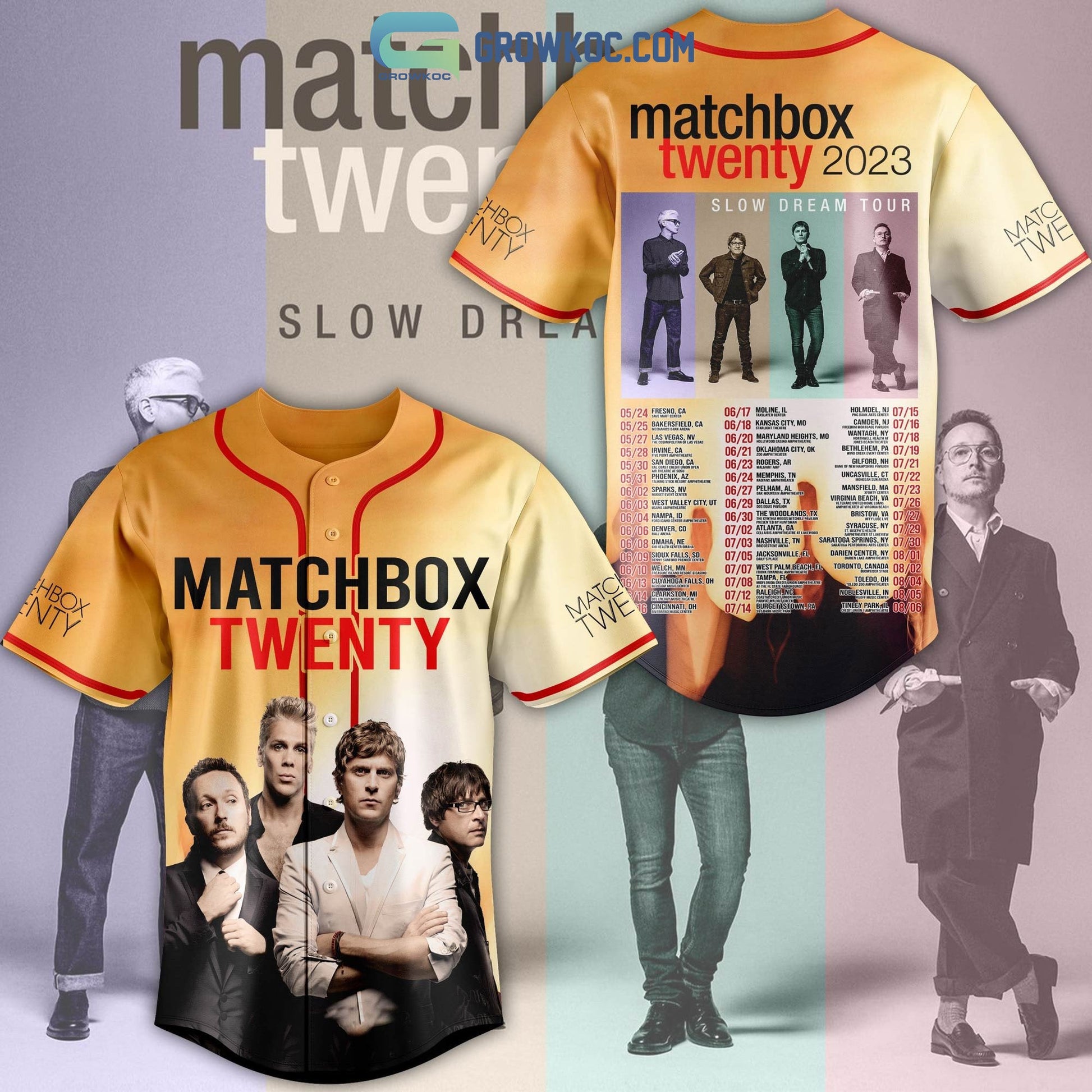 Matchbox Twenty 2023 Slow Dream Tour Baseball Jersey Unisex T-shirt, Sweatshirt, Hoodie, Long Sleeve Tee - T-Shirt, Sweatshirt, Hoodie