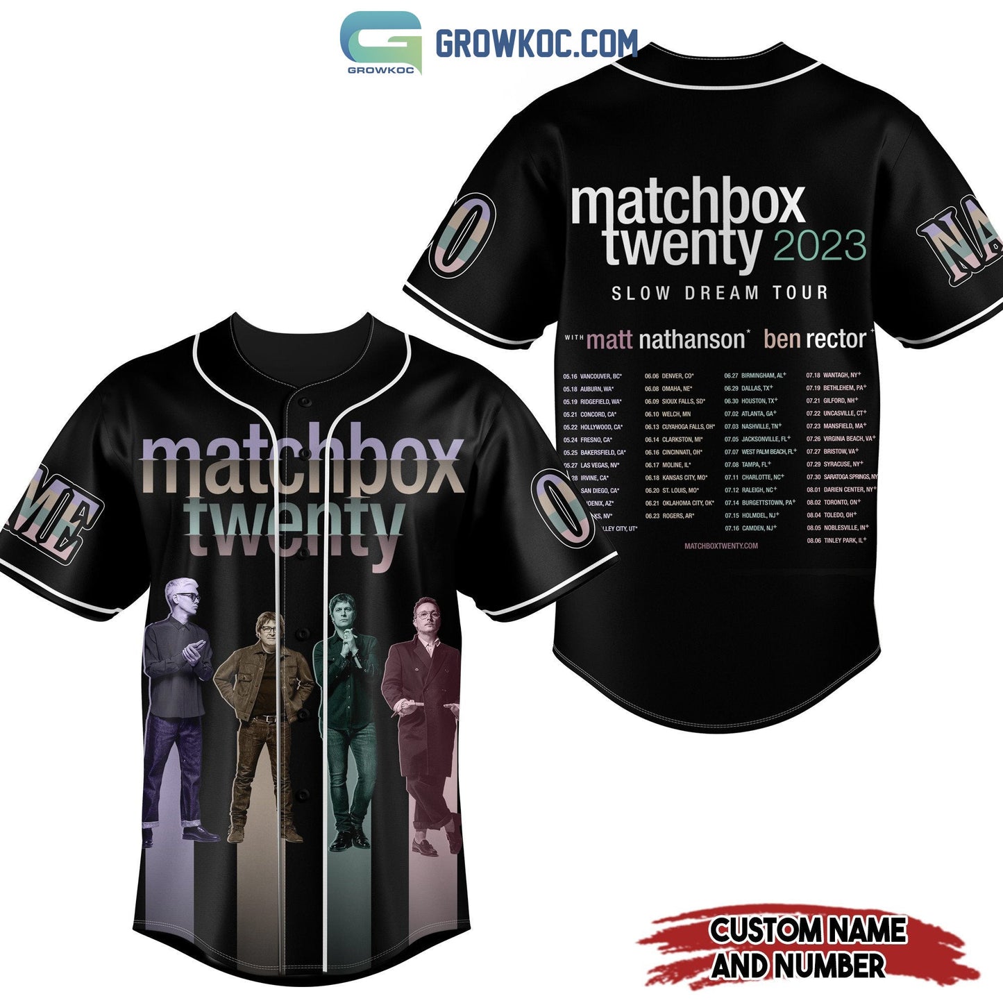 Matchbox Twenty 2023 Slow Dream Tour Personalized Baseball Jersey Unisex T-shirt, Sweatshirt, Hoodie, Long Sleeve Tee - T-Shirt, Sweatshirt, Hoodie