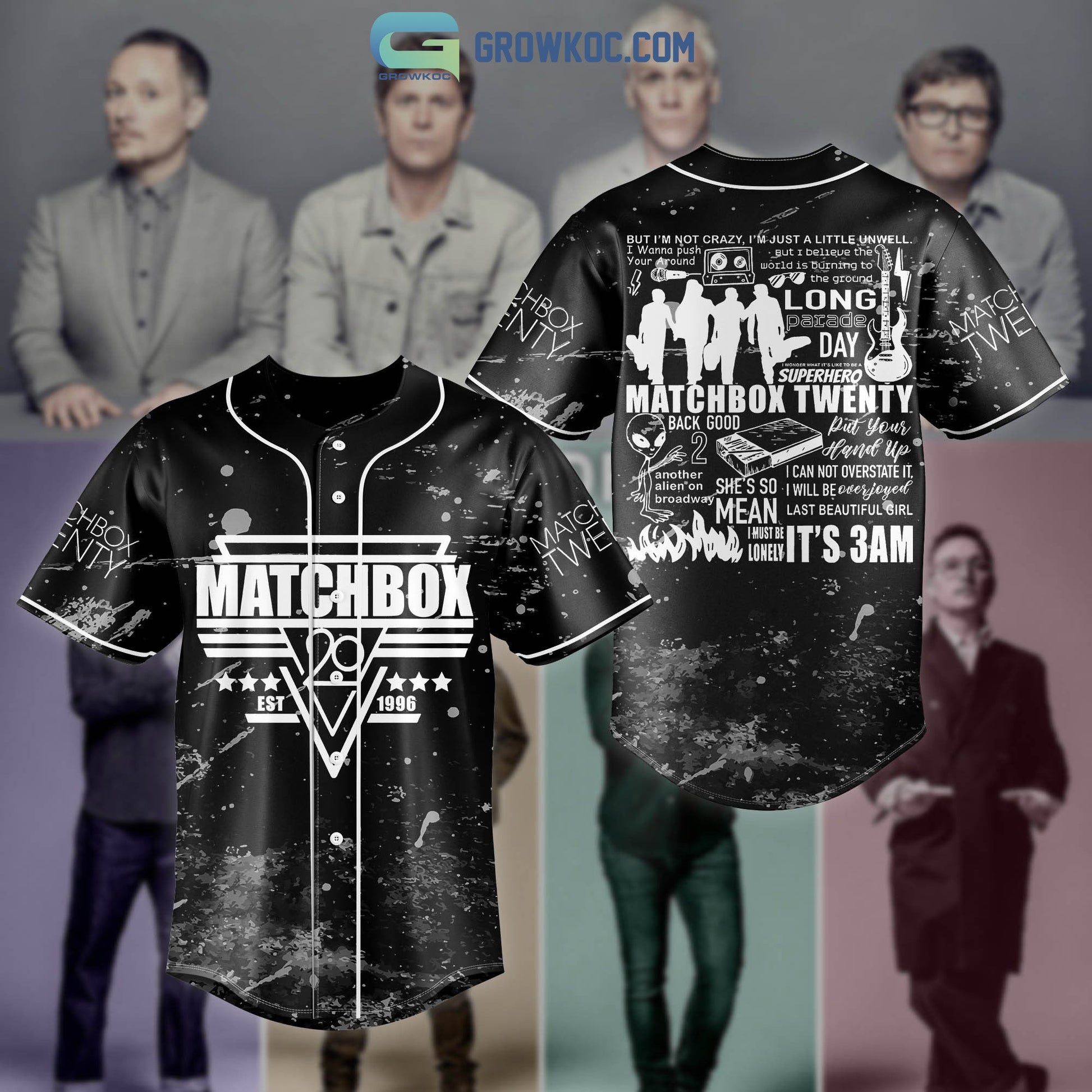Matchbox Twenty EST 1996 Baseball Jersey Unisex T-shirt, Sweatshirt, Hoodie, Long Sleeve Tee - T-Shirt, Sweatshirt, Hoodie