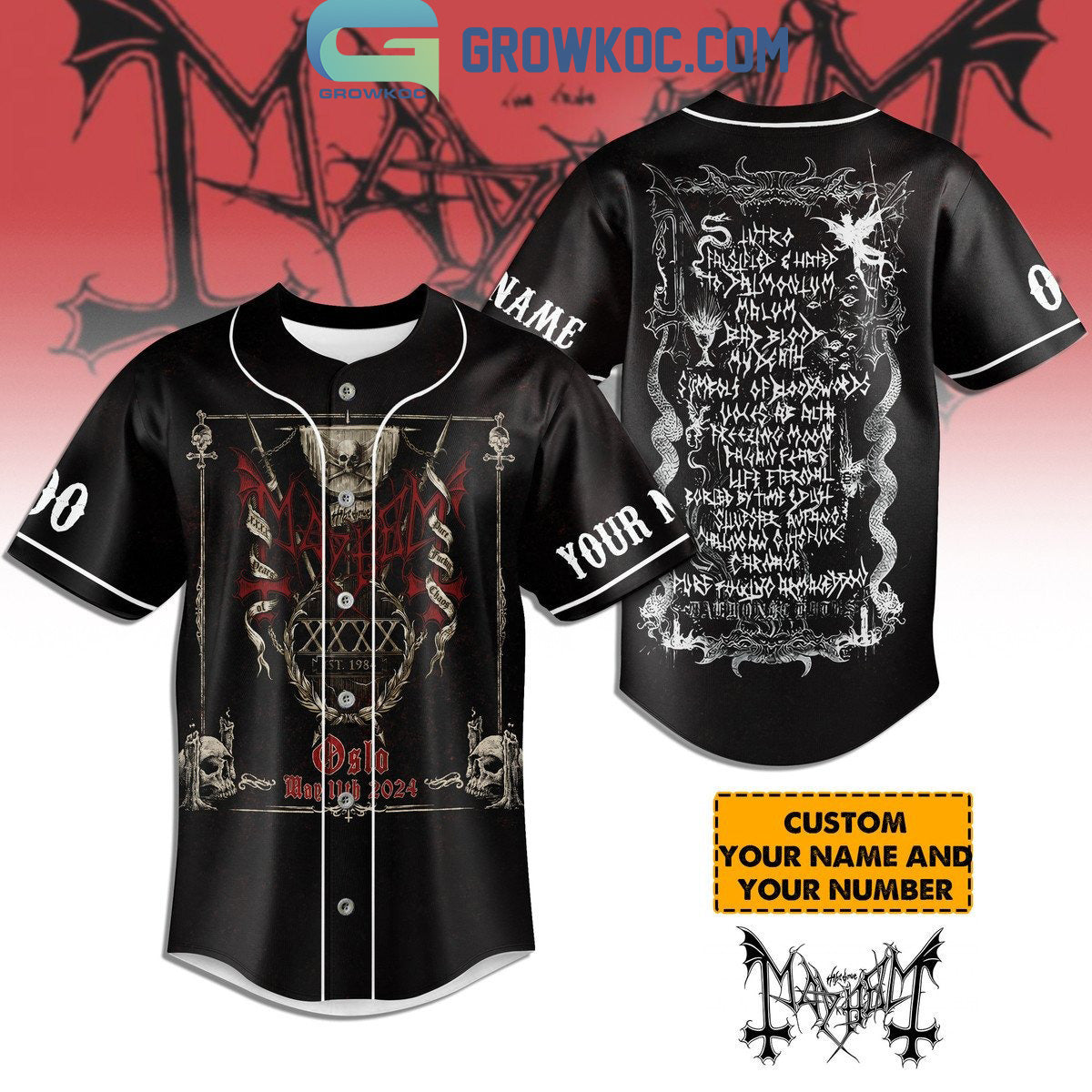 Mayhem Oslo May 11th 2024 Performace Personalized Baseball Jersey Unisex T-shirt, Sweatshirt, Hoodie, Long Sleeve Tee - T-Shirt, Sweatshirt, Hoodie