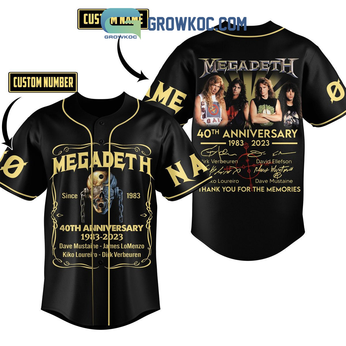 Megadeth 40th Anniversary 1983 2023 Memories Personalized Baseball Jersey Unisex T-shirt, Sweatshirt, Hoodie, Long Sleeve Tee - T-Shirt, Sweatshirt, Hoodie