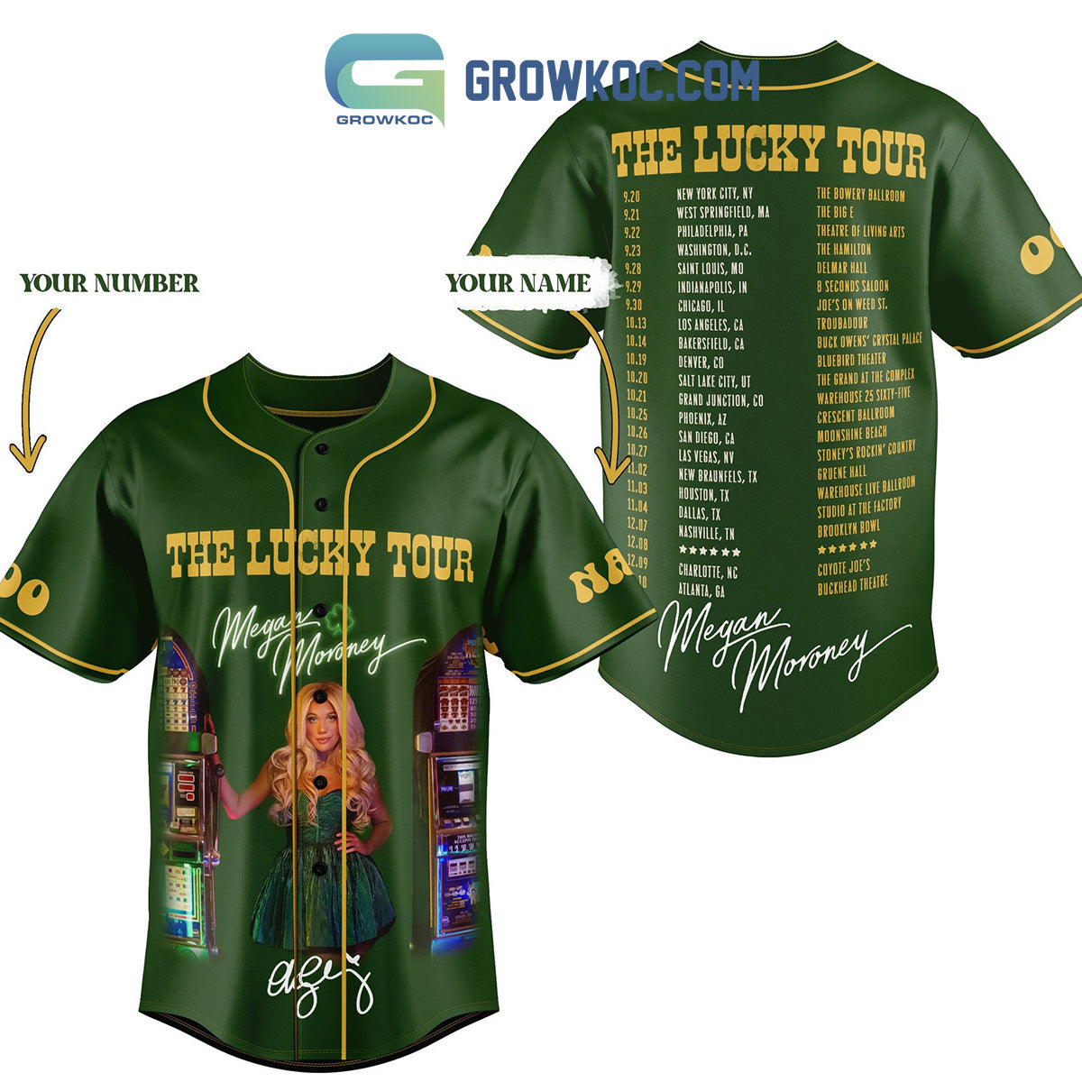 Megan Moroney The Lucky Tour Personalized Baseball Jersey Unisex T-shirt, Sweatshirt, Hoodie, Long Sleeve Tee - T-Shirt, Sweatshirt, Hoodie
