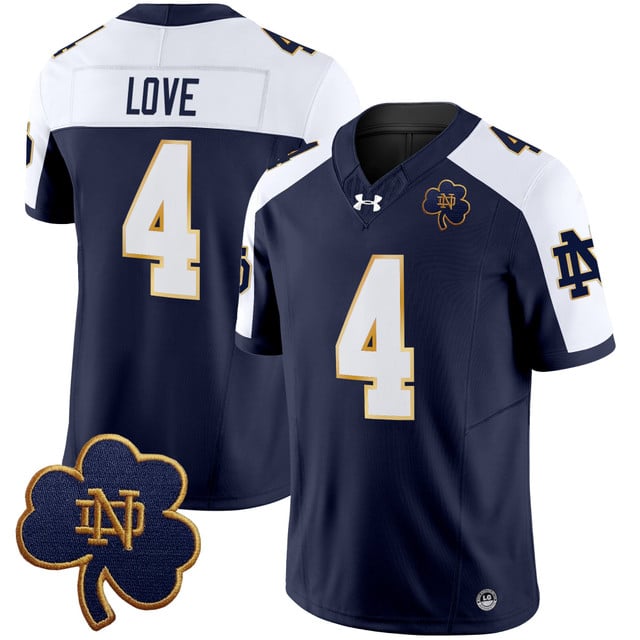 Jeremiyah Love Notre Dame Fighting Irish Alternate Jersey - Navy sports jersey product view 1