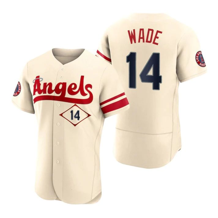 Los Angeles Angels #14 Tyler Wade Cream Stitched 2022 City Connect Jersey Men Youth Women Baseball Jerseys baseball jersey product view 1