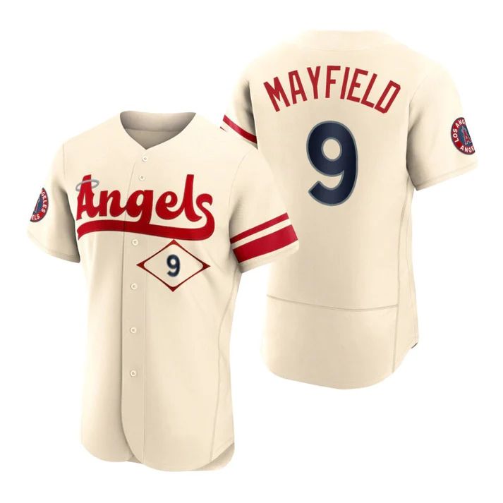 Los Angeles Angels #9 Jack Mayfield Cream Stitched 2022 City Connect Jersey Men Youth Women Baseball Jerseys baseball jersey product view 1