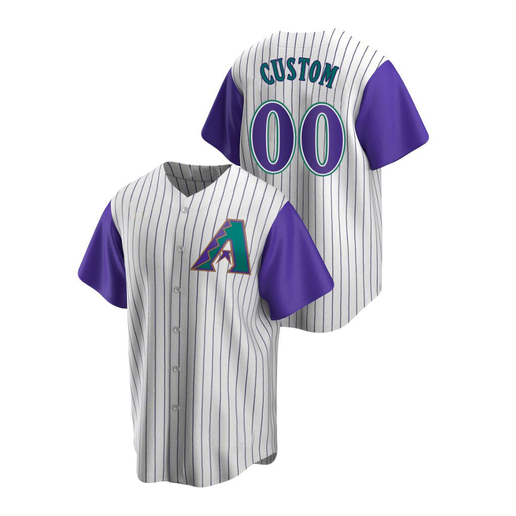 Custom Men's A.Diamondback #00 Alternate Cooperstown Collection Cream Purple Jersey baseball jersey product view 1