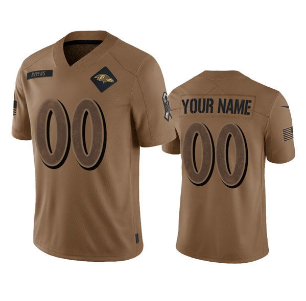 Custom B.Ravens Active Player Custom 2023 Brown Salute To Service Limited Stitched Jersey football jersey product view 1
