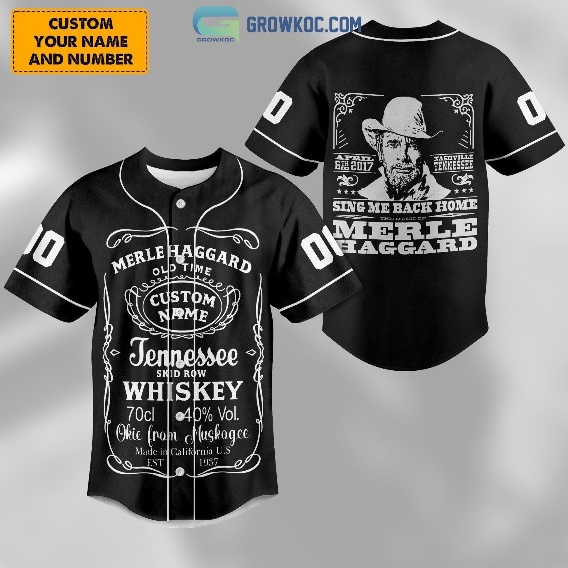 Merle Haggard Sing Me Back Home Personalized Baseball Jersey Unisex T-shirt, Sweatshirt, Hoodie, Long Sleeve Tee - T-Shirt, Sweatshirt, Hoodie