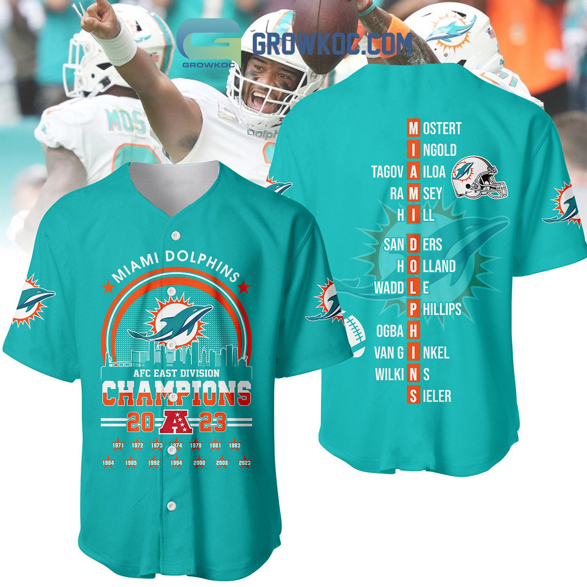 Miami Dolphins AFC East Division Champions 2023 Baseball Jersey Unisex T-shirt, Sweatshirt, Hoodie, Long Sleeve Tee - T-Shirt, Sweatshirt, Hoodie