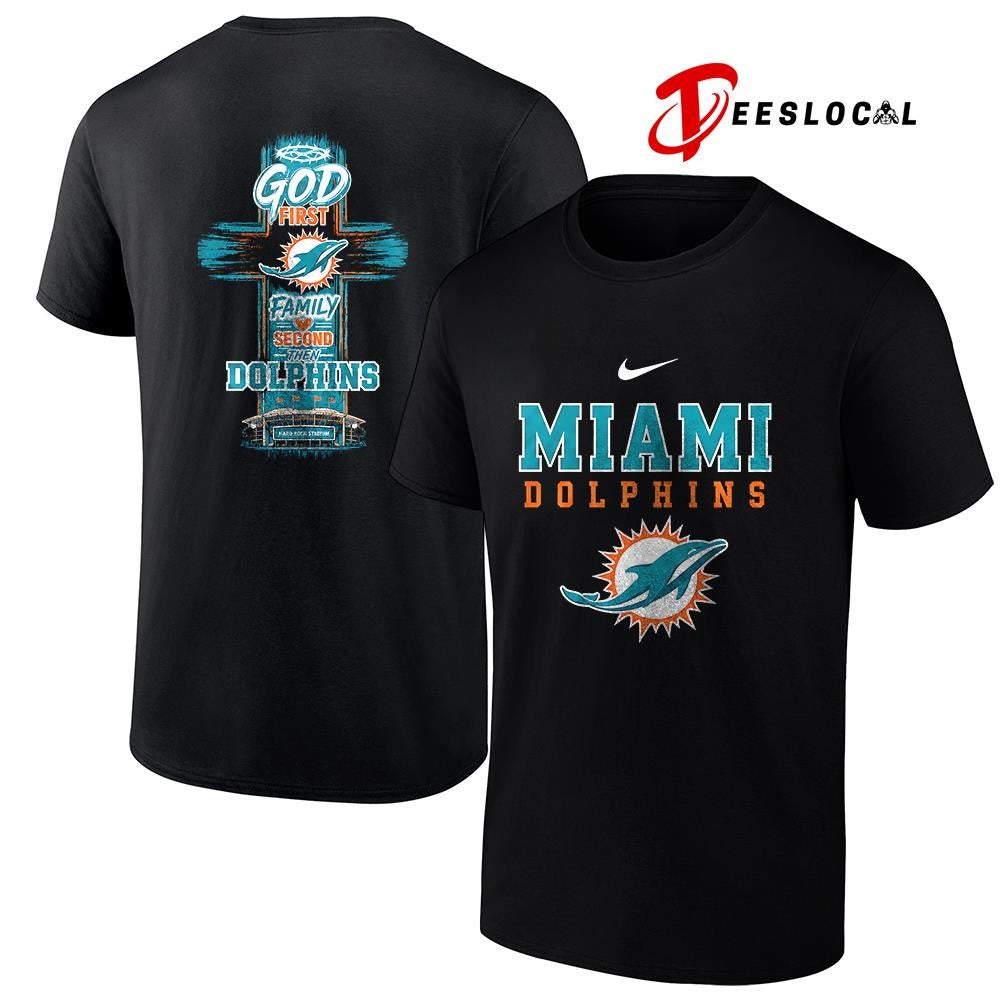 Miami Dolphins God first family second cross shirt Unisex T-shirt, Sweatshirt, Hoodie, Long Sleeve Tee - T-Shirt, Sweatshirt, Hoodie