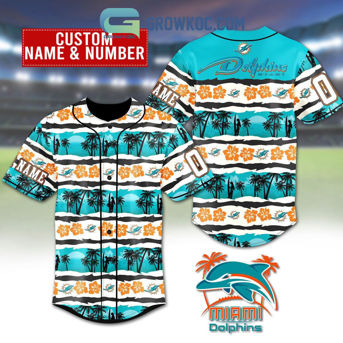 Miami Dolphins Hawaii Design Baseball Jersey Unisex T-shirt, Sweatshirt, Hoodie, Long Sleeve Tee - T-Shirt, Sweatshirt, Hoodie