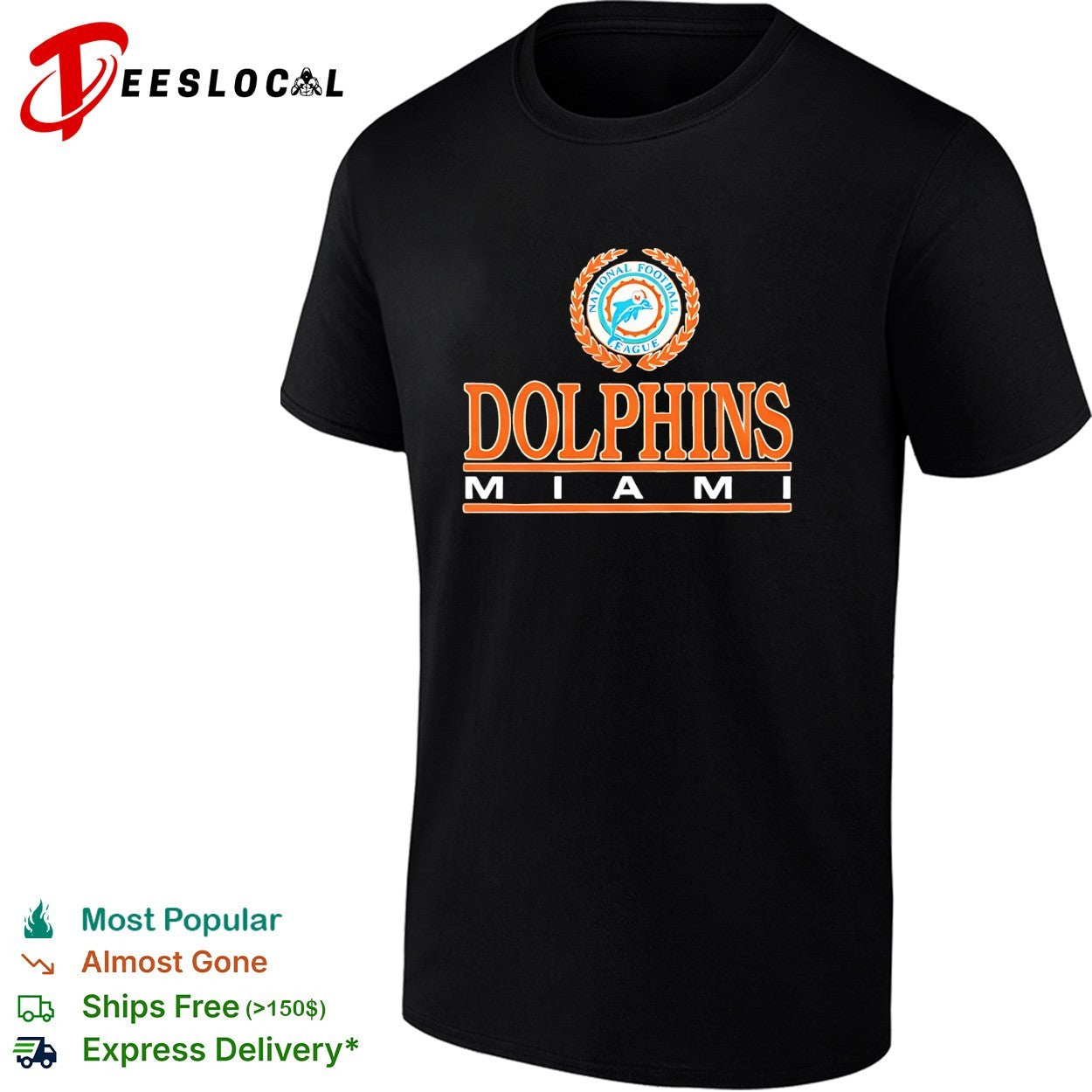 Miami Dolphins National Football League wreath logo shirt Unisex T-shirt, Sweatshirt, Hoodie, Long Sleeve Tee - T-Shirt, Sweatshirt, Hoodie