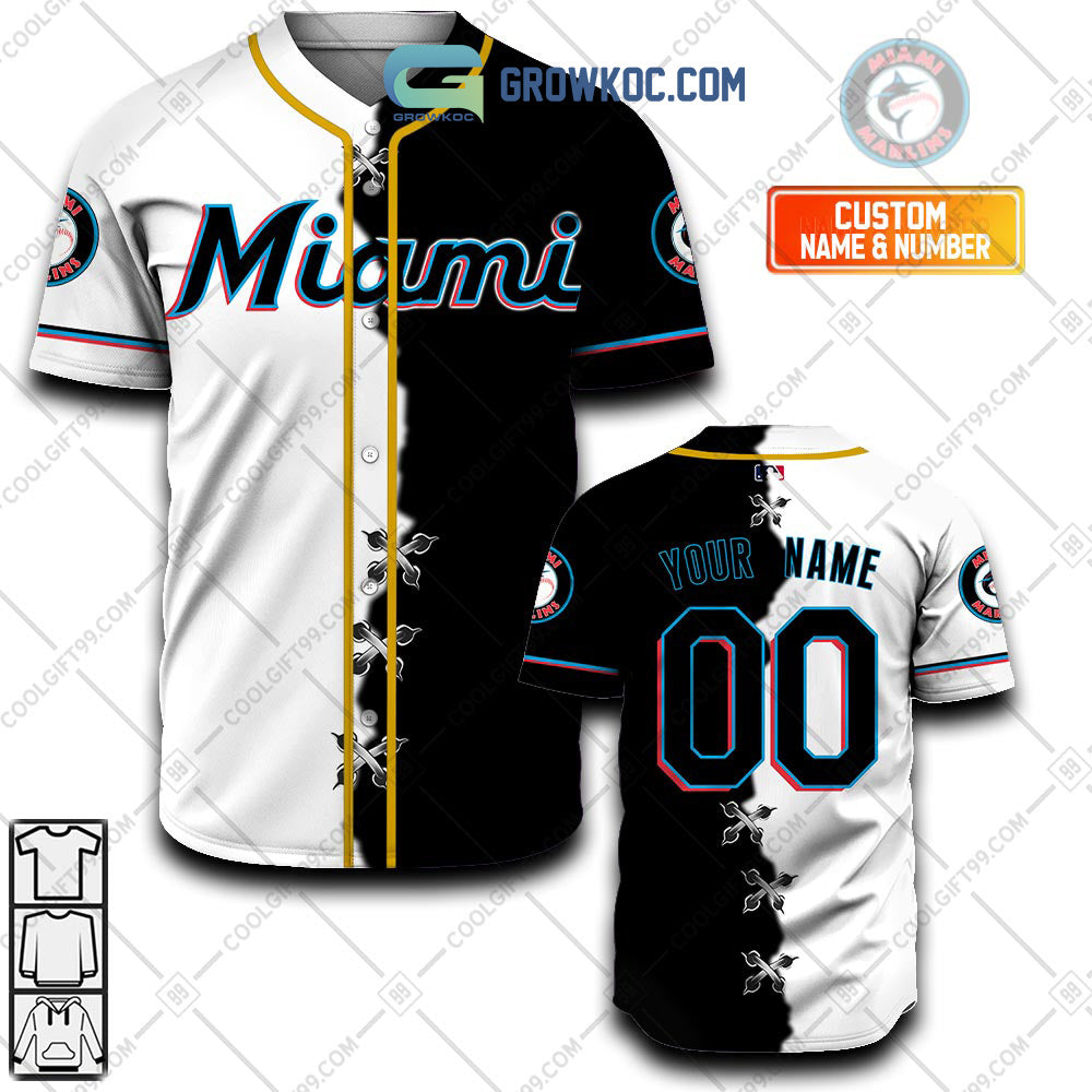 Miami Marlins MLB Personalized Mix Baseball Jersey Unisex T-shirt, Sweatshirt, Hoodie, Long Sleeve Tee - T-Shirt, Sweatshirt, Hoodie
