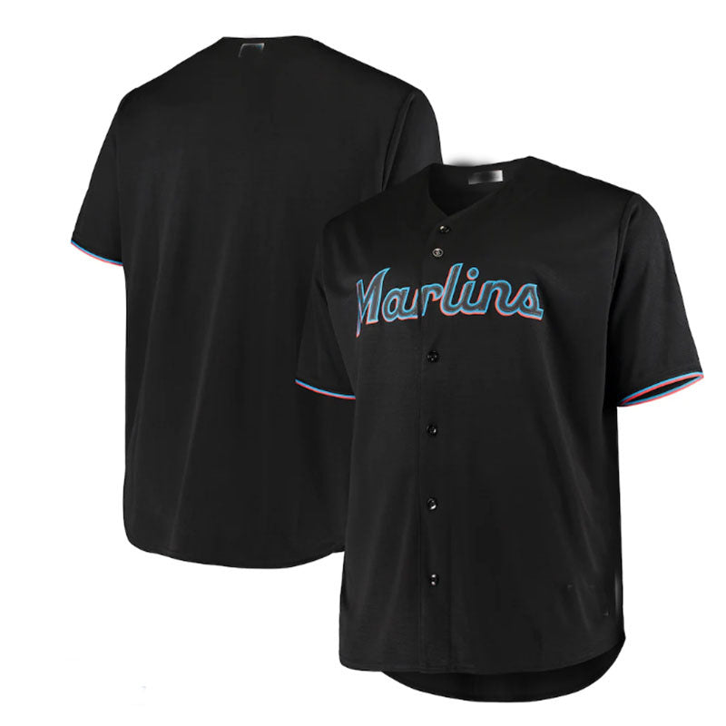 Miami Marlins Black Big & Tall Replica Team Jersey Baseball Jerseys baseball jersey product view 1