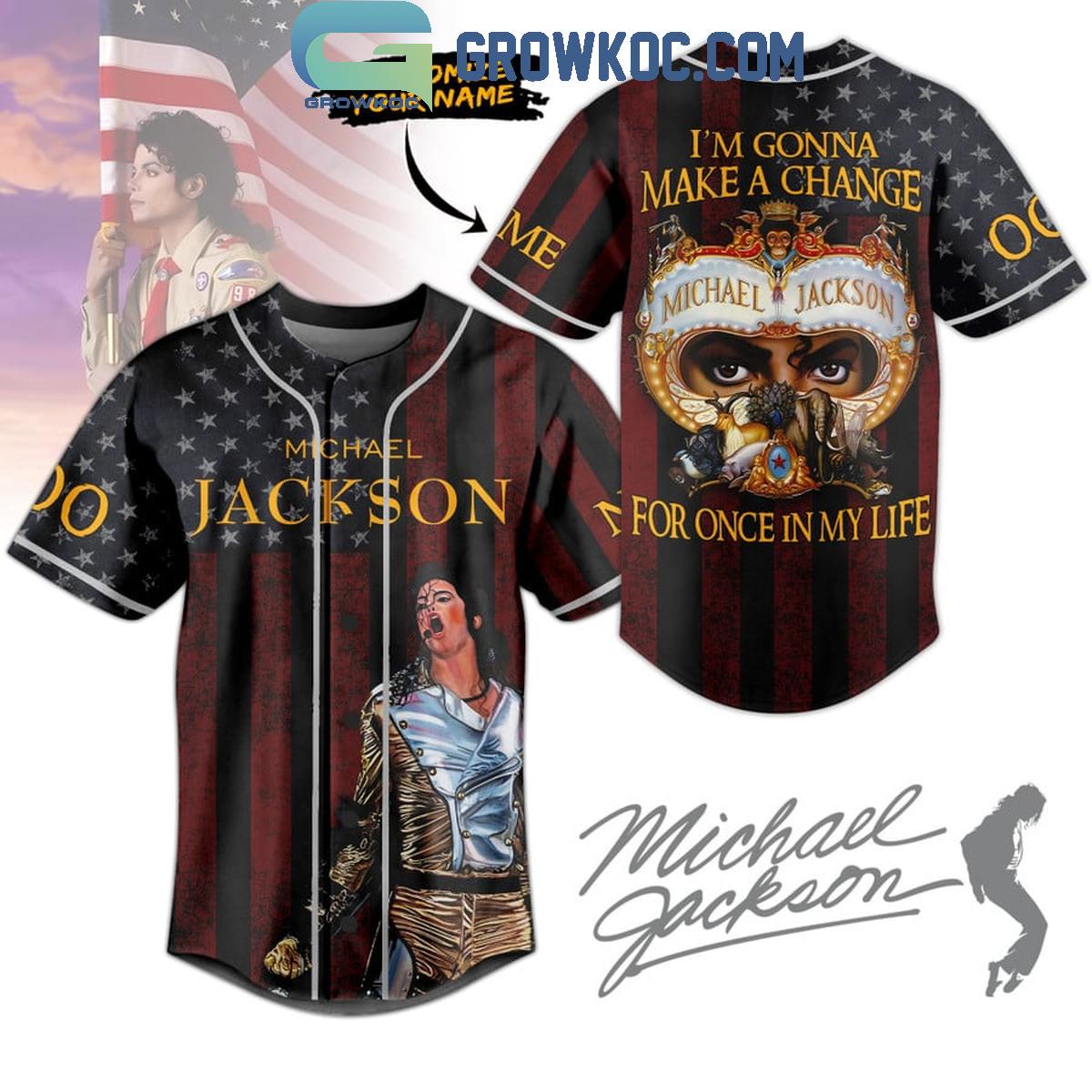 Michael Jackson Im Gonna Make A Change For Once Personalized Baseball Jersey Unisex T-shirt, Sweatshirt, Hoodie, Long Sleeve Tee - T-Shirt, Sweatshirt, Hoodie