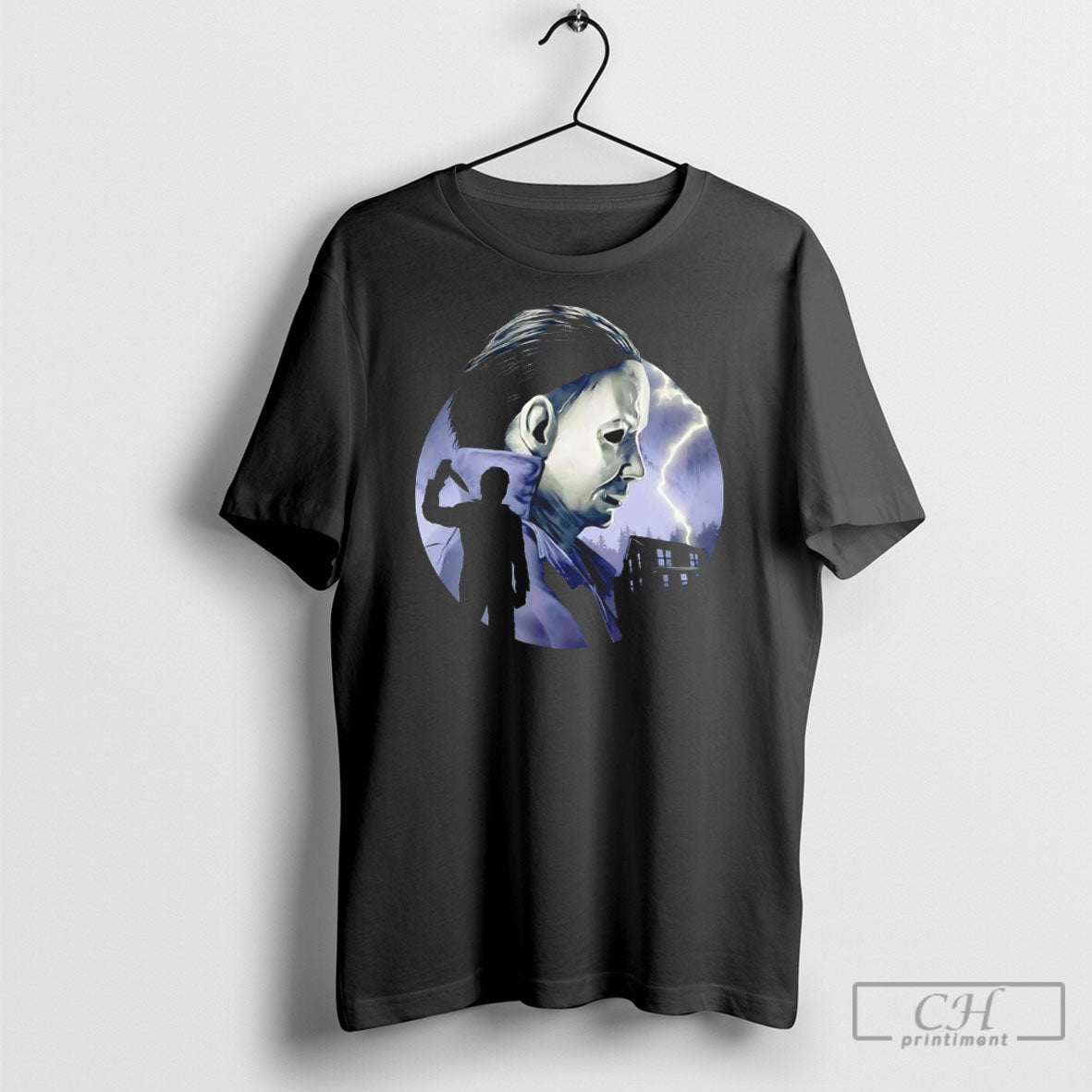 Michael Myers Halloween Chartacter Big Scary Background Silhouette T-Shirts, Hoodie, Sweatshirt - T-Shirt, Sweatshirt, Hoodie