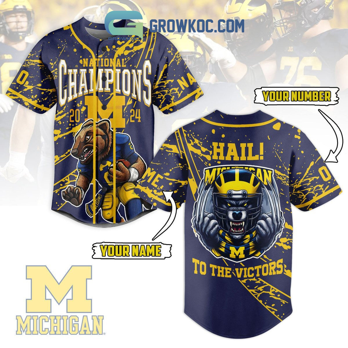 Michigan Wolverines Hail To The Victors Fan Personalized Baseball Jersey Unisex T-shirt, Sweatshirt, Hoodie, Long Sleeve Tee - T-Shirt, Sweatshirt, Hoodie