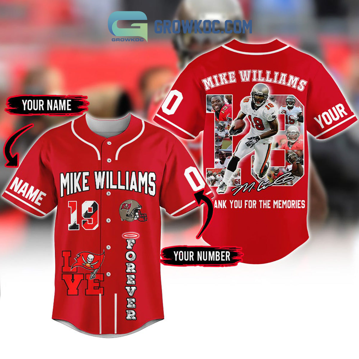 Mike Williams Forever Love Tampa Bay Buccaneers Personalized Baseball Jersey Unisex T-shirt, Sweatshirt, Hoodie, Long Sleeve Tee - T-Shirt, Sweatshirt, Hoodie