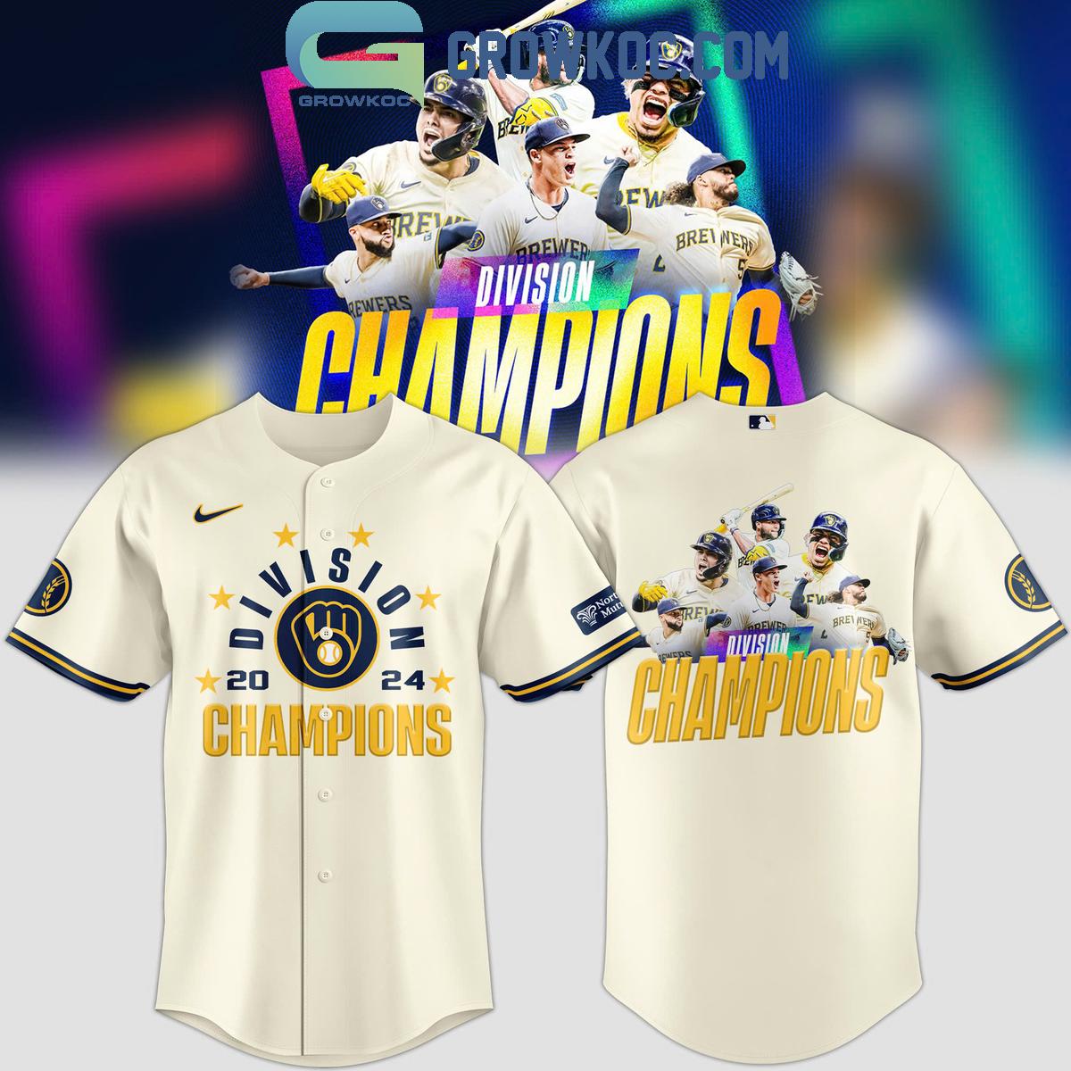 Milwaukee Brewers 2024 National League Central Division Champions Baseball Jersey Unisex T-shirt, Sweatshirt, Hoodie, Long Sleeve Tee - T-Shirt, Sweatshirt, Hoodie