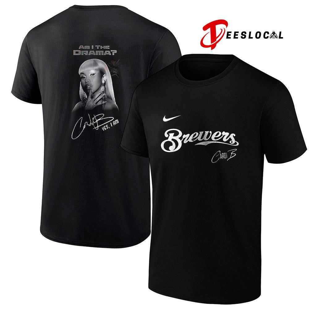 Milwaukee Brewers Cardi B Am I The Drama yes I am album signature portrait shirt Unisex T-shirt, Sweatshirt, Hoodie, Long Sleeve Tee - T-Shirt, Sweatshirt, Hoodie