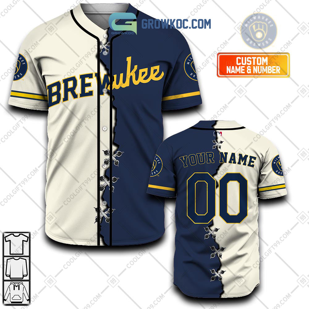 Milwaukee Brewers MLB Personalized Mix Baseball Jersey Unisex T-shirt, Sweatshirt, Hoodie, Long Sleeve Tee - T-Shirt, Sweatshirt, Hoodie