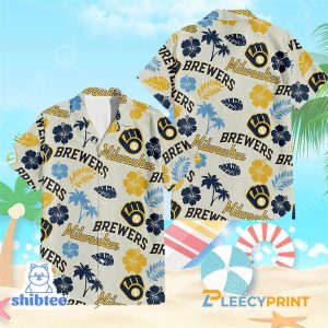 Milwaukee Brewers MLB Summer Pattern Hawaiian Shirt Unisex T-shirt, Sweatshirt, Hoodie, Long Sleeve Tee - T-Shirt, Sweatshirt, Hoodie