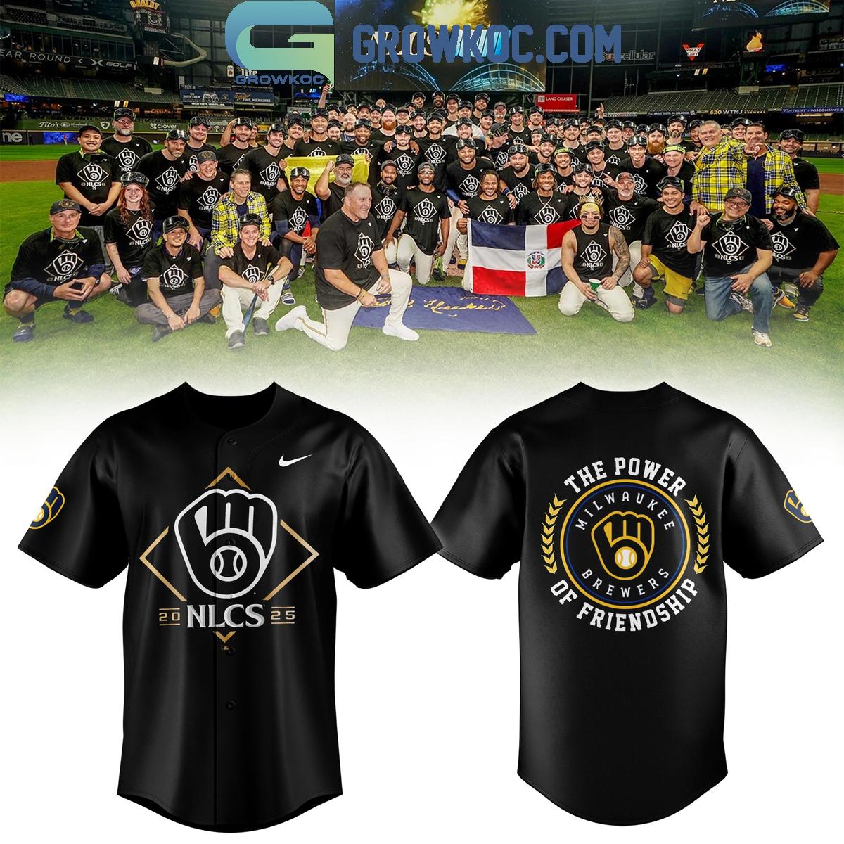 Milwaukee Brewers NLCS 2025 Champions The Power Of Friendship Black Baseball Jersey Unisex T-shirt, Sweatshirt, Hoodie, Long Sleeve Tee - T-Shirt, Sweatshirt, Hoodie