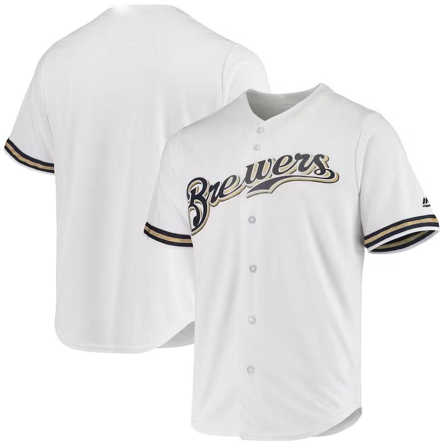 Milwaukee Brewers White Majestic Team Official Jersey Baseball Jersey baseball jersey product view 1