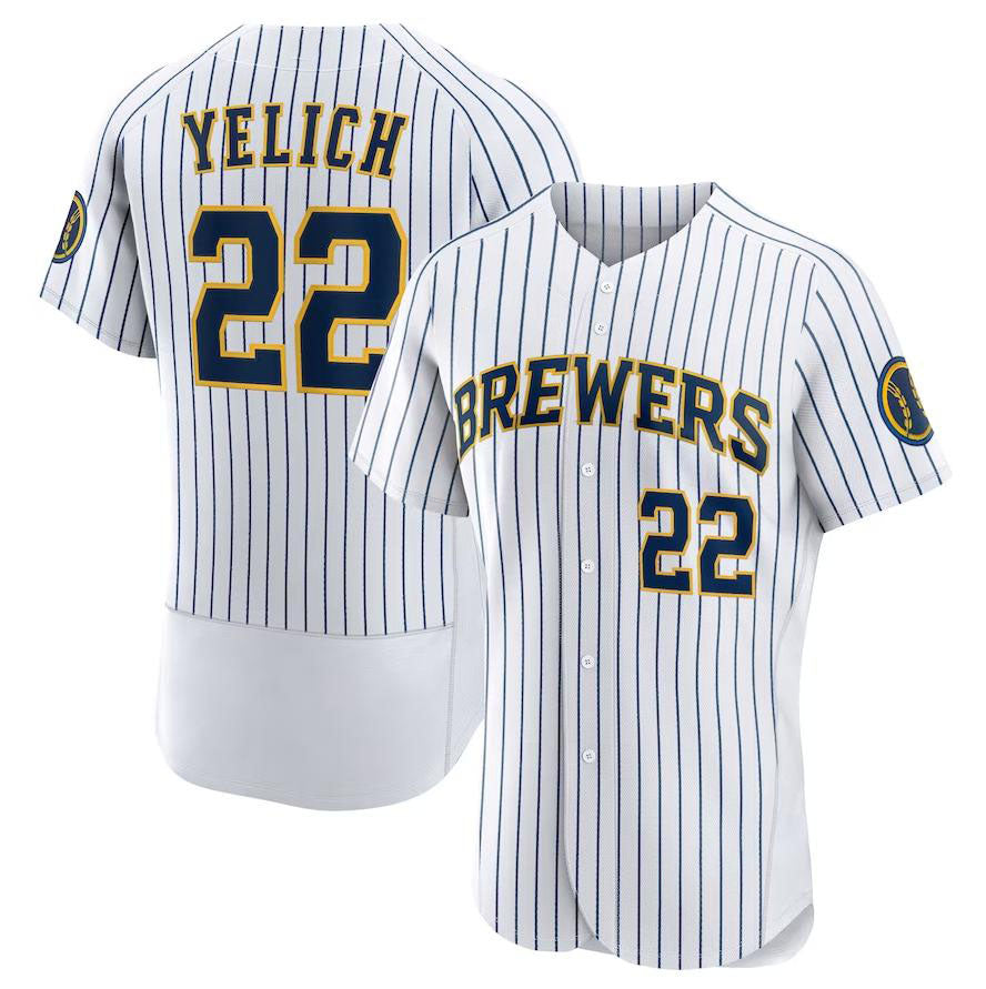 Milwaukee Brewers #22 Christian Yelich White Team Alternate Authentic Player Jersey Baseball Jerseys baseball jersey product view 1
