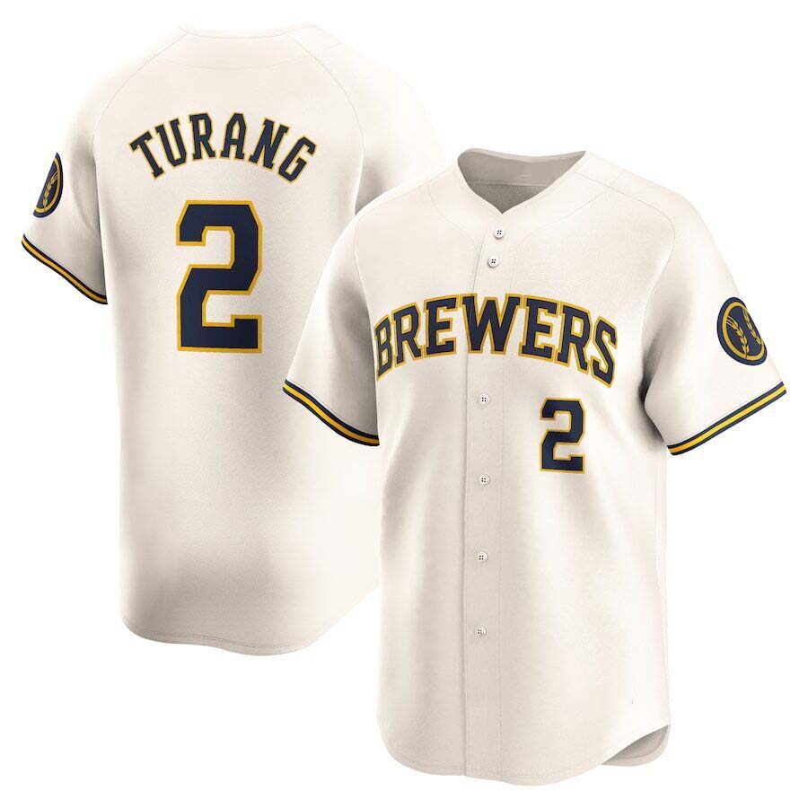 Milwaukee Brewers #2 Brice Turang Cream Limited Baseball Jerseys baseball jersey product view 1