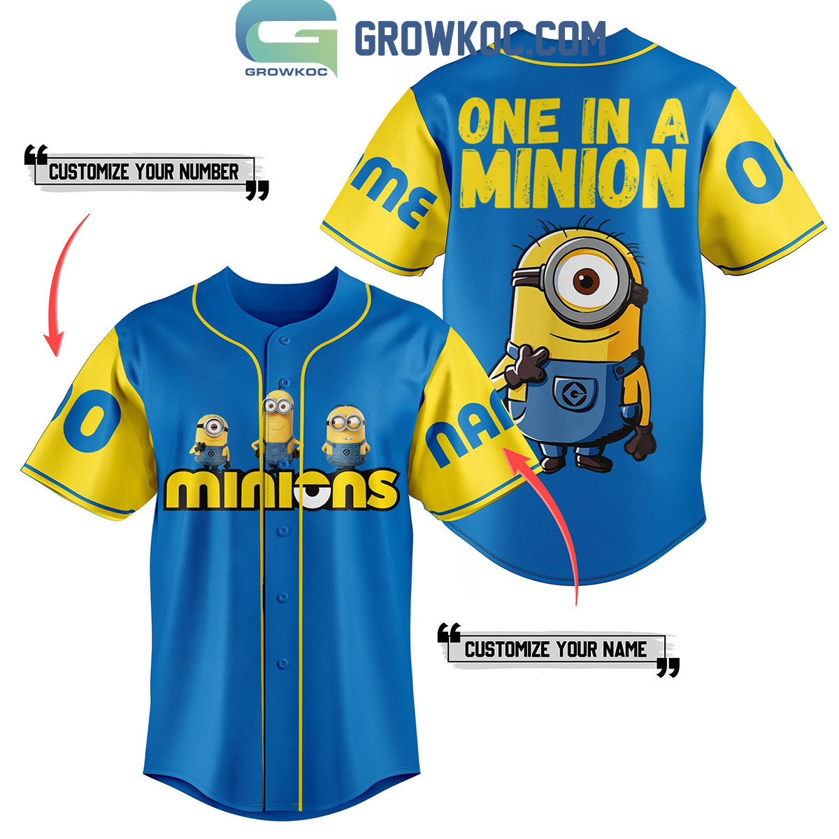 Minions One In A Minion Personalized Baseball Jersey Unisex T-shirt, Sweatshirt, Hoodie, Long Sleeve Tee - T-Shirt, Sweatshirt, Hoodie