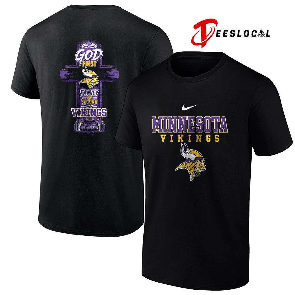 Minnesota Vikings God first family second cross shirt Unisex T-shirt, Sweatshirt, Hoodie, Long Sleeve Tee - T-Shirt, Sweatshirt, Hoodie