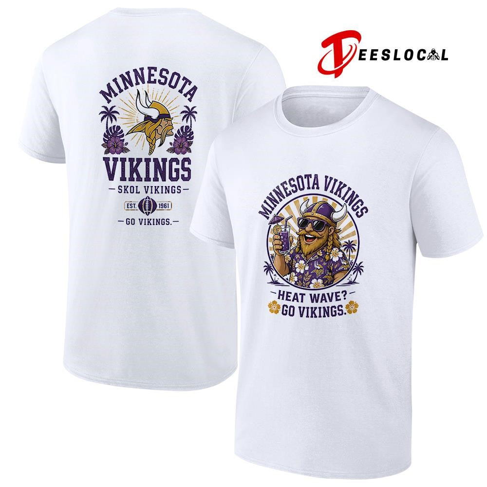 Minnesota Vikings heat wave beach vibes mascot shirt Unisex T-shirt, Sweatshirt, Hoodie, Long Sleeve Tee - T-Shirt, Sweatshirt, Hoodie
