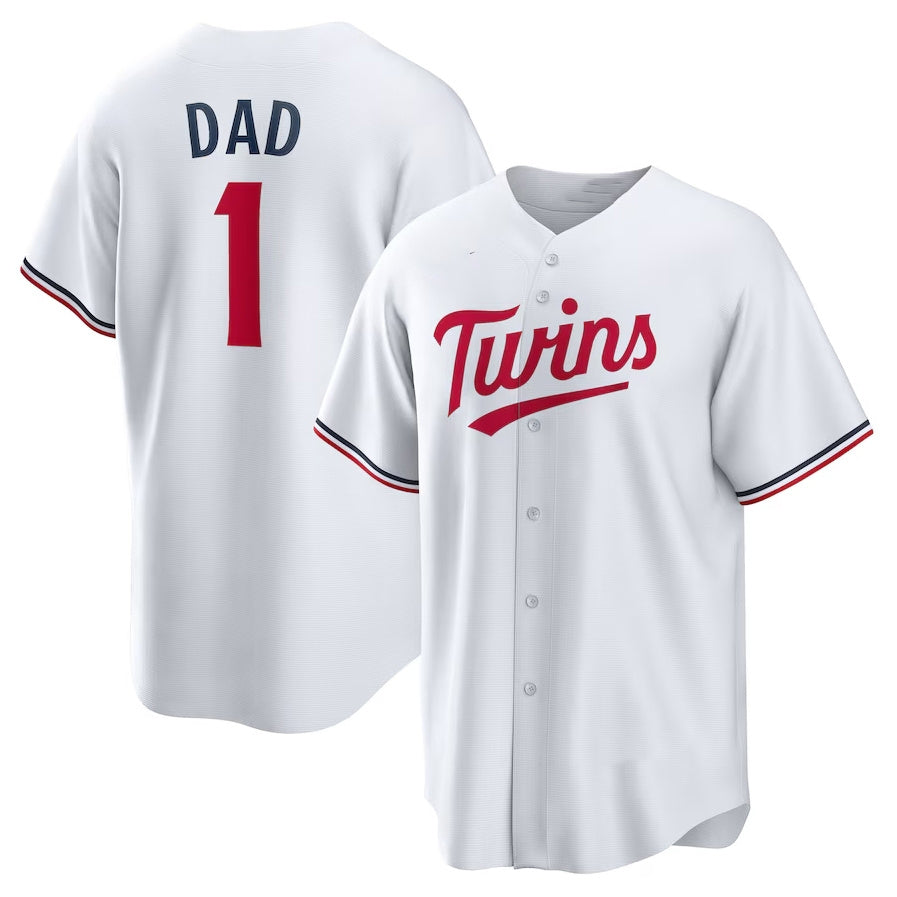Minnesota Twins #1 Dad Home Replica Jersey - White Stitched Baseball Jersey baseball jersey product view 1