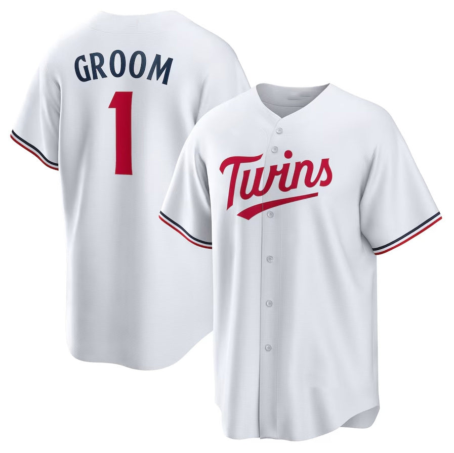 Minnesota Twins #1 Groom Home Replica Jersey - White Stitched Baseball Jersey baseball jersey product view 1