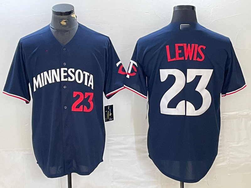 Minnesota Twins #23 Royce Lewis Number 2023 Navy Blue Cool Base Stitched Baseball Jersey baseball jersey product view 1