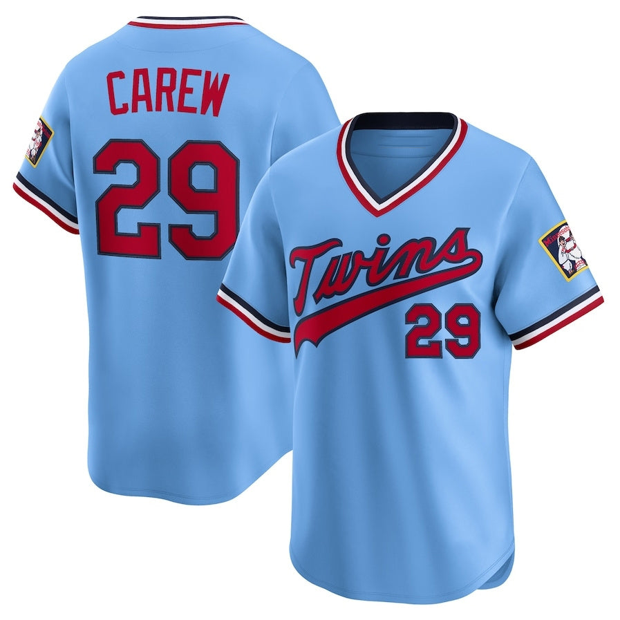Minnesota Twins #29 Rod Carew Throwback Cooperstown Collection Limited Jersey - Light Blue Stitched Baseball Jersey baseball jersey product view 1