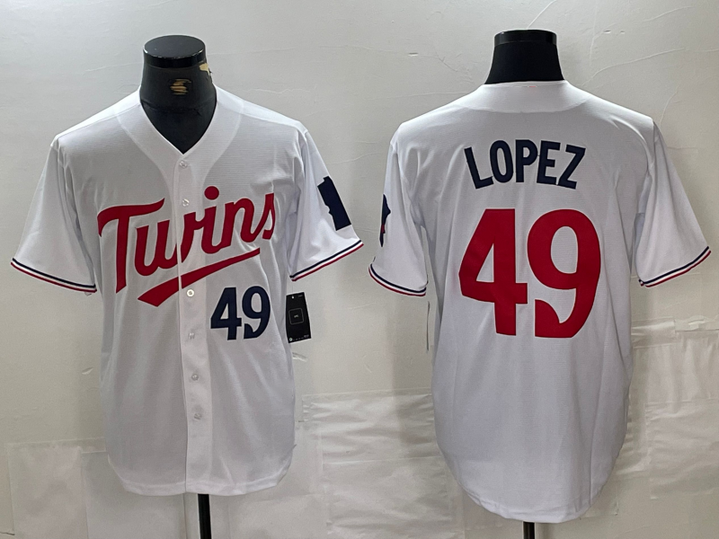 Minnesota Twins #49 Pablo Lopez Number White Stitched Cool Base Baseball Jersey baseball jersey product view 1