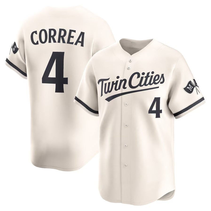 Minnesota Twins #4 Carlos Correa Alternate Limited Player Jersey - Cream Stitched Baseball Jersey baseball jersey product view 1