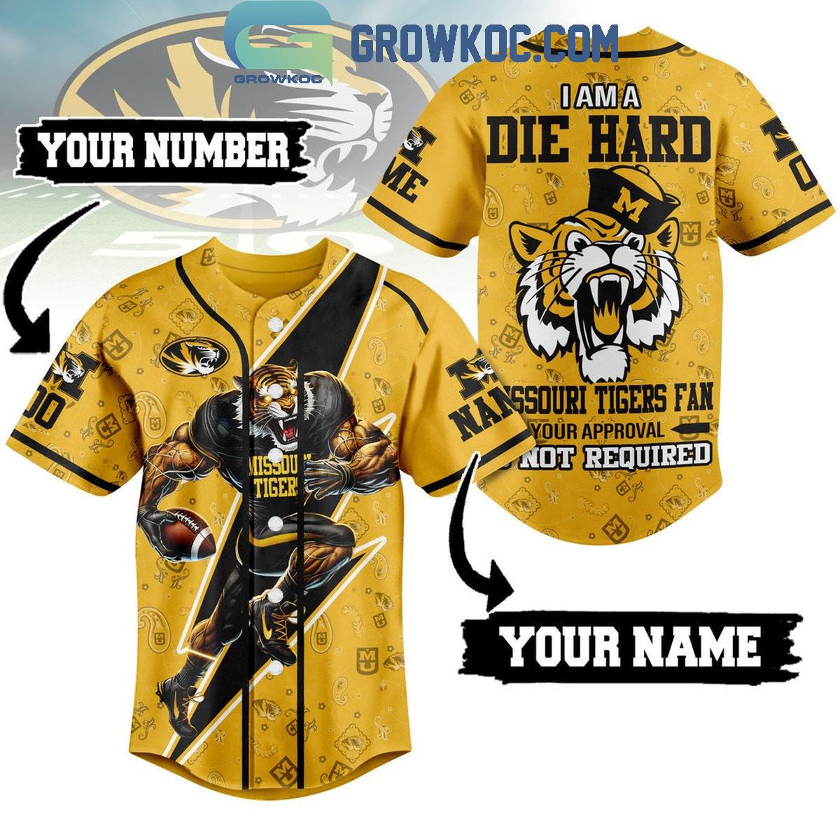 Missouri Tigers Die Hard Fan Your Approval Not Required Personalized Baseball Jersey Unisex T-shirt, Sweatshirt, Hoodie, Long Sleeve Tee - T-Shirt, Sweatshirt, Hoodie