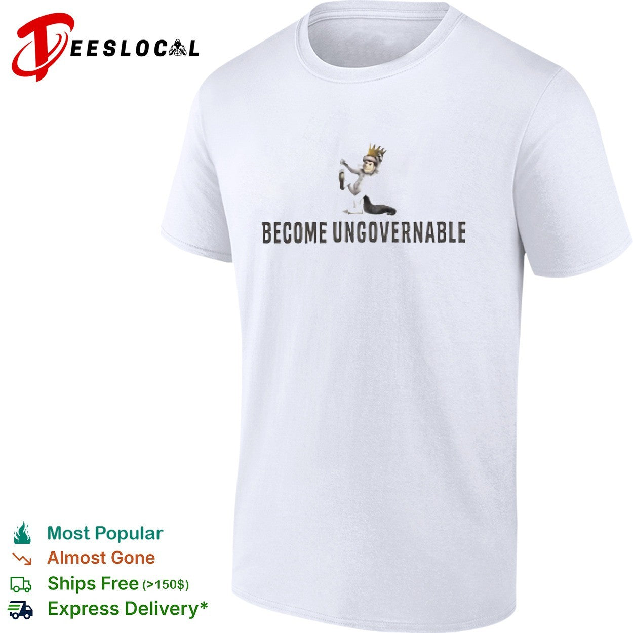 Monkey wearing crown become ungovernable shirt Unisex T-shirt, Sweatshirt, Hoodie, Long Sleeve Tee - T-Shirt, Sweatshirt, Hoodie